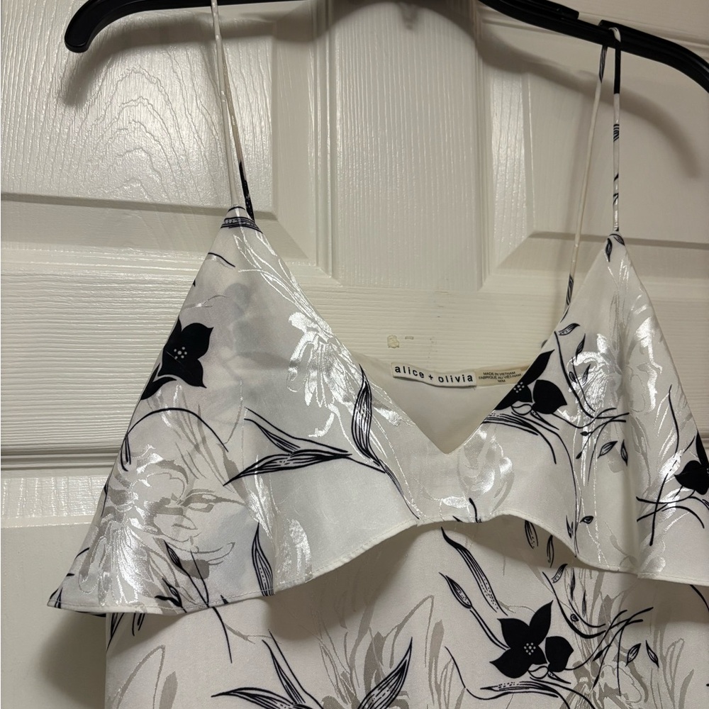ALICE & OLIVIA Bess Slipdress in Black and White Floral Print - Picture 8 of 12